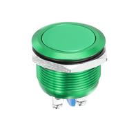DMiotech 1 Pcs 22mm / 7/8" Push Button Switch, IP66 1NO 0-250V 5A Momentary Latching Push Button Starter Light Switch Self-reset, Aluminum Alloy Flat Head Green