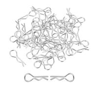 DMiotech 100Pcs Body Clips Bent, Silver Universal RC Body Clips R Pins RC Cars Parts Shell Replacement Parts for All 1/10 Scale RC Car
