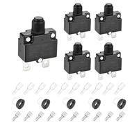 DMiotech 10A Thermal Circuit Breaker 125/250V AC 50V DC 1.8x1.1x0.6" Manual Reset Overload Protector with Quick Connect Terminal and Waterproof Cap for Overload Protection,5Pcs