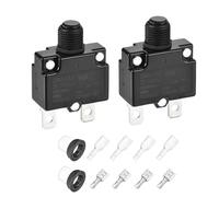 DMiotech 10A Thermal Circuit Breaker 125/250V AC 50V DC 1.8x1.1x0.6" Manual Reset Overload Protector with Quick Connect Terminal and Waterproof Cap for Overload Protection,2Pcs