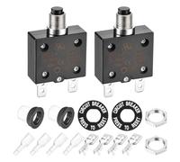 DMiotech 10A Thermal Circuit Breaker 125/250V AC 50V DC 2.3x1.4x0.6" Manual Reset Overload Protector with Quick Connect Terminal and Waterproof Cap for Overload Protection,2Pcs