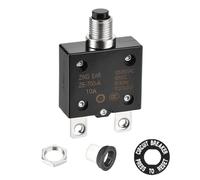 DMiotech 10A Thermal Circuit Breaker 125/250V AC 50V DC 50/60Hz 2.3x1.4x0.6" Push Button Manual Reset Overload Protector with Waterproof Button Cap for Overload Protection Application
