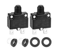 DMiotech 12A Thermal Circuit Breaker 125/250V AC 50V DC 50/60Hz 1.8x1.1x0.6" Push Button Manual Reset Overload Protector with Waterproof Button Cap for Overload Protection Application,2Pcs