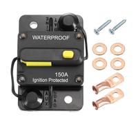 DMiotech 150A Circuit Breaker, 12-48V DC Automotive Inline Fuse Holders Inverter with Manual Reset Button Wire Lugs Washer Screws for Car Marine Boat Audio System Overload Protection