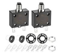 DMiotech 15A Thermal Circuit Breaker 125/250V AC 50V DC 2.3x1.4x0.6" Manual Reset Overload Protector with Quick Connect Terminal and Waterproof Cap for Overload Protection,2Pcs