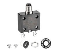 DMiotech 15A Thermal Circuit Breaker 125/250V AC 50V DC 50/60Hz 1.3x0.6x1.9" Push Button Manual Reset Overload Protector with Waterproof Button Cap for Overload Protection Application