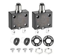 DMiotech 15A Thermal Circuit Breaker 125/250V AC 50V DC 50/60Hz 1.3x0.6x1.9" Push Button Manual Reset Overload Protector with Waterproof Button Cap for Overload Protection Application,2Pcs
