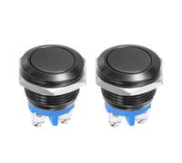 DMiotech 16mm / 5/8" Aluminium Alloy Momentary Push Button Switch Flat Head 250V 5A Black Shell with Screw Foot 1NO for Car Boat Systems Custom Setups 2Pcs