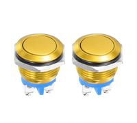 DMiotech 16mm / 5/8" Aluminium Alloy Momentary Push Button Switch Flat Head 250V 5A Gold Shell with Screw Foot 1NO for Car Boat Systems Custom Setups 2Pcs