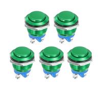 DMiotech 16mm / 5/8" Push Button Switch, IP66 1NO 0-250V 5A Momentary Push Button Starter Light Switch Self-reset, Aluminum Alloy High Head Green 5 Pcs