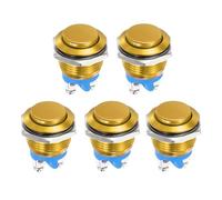 DMiotech 16mm / 5/8" Push Button Switch, IP66 1NO 0-250V 5A Momentary Push Button Starter Light Switch Self-reset, Aluminum Alloy High Head Gold 5 Pcs