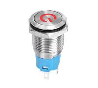 DMiotech 16mm / 5/8" Stainless Steel Latching Push Button Switch Flat Head 5A 12-24V Silver Shell with Welding Foot Red LED 1NO1NC for Car Boat Systems Custom Setups