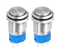 DMiotech 16mm / 5/8" Stainless Steel Latching Push Buttons Switch Domed Head 5A 0-250V Silver Shell with Welding Foot 1NO1NC 2Pcs