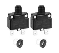 DMiotech 18A Thermal Circuit Breaker 125/250V AC 50V DC 50/60Hz 1.8x1.1x0.6" Push Button Manual Reset Overload Protector with Waterproof Button Cap for Overload Protection Application,2Pcs