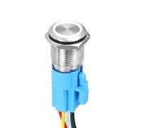 DMiotech 19mm / 3/4" Push Button Switch, IP65 1NO1NC 12-24V 5A Momentary Latching Push Button Starter Light Switch Self-locking with White Light Round, Stainless Steel Flat Head Silver