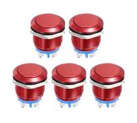 DMiotech 19mm / 3/4" Push Button Switch, IP66 1NO 0-250V 5A Momentary Push Button Starter Light Switch Self-reset, Aluminum Alloy Flat Head Red 5 Pcs
