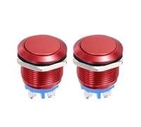 DMiotech 19mm / 3/4" Push Button Switch, IP66 1NO 0-250V 5A Momentary Push Button Starter Light Switch Self-reset, Aluminum Alloy Flat Head Red 2 Pcs