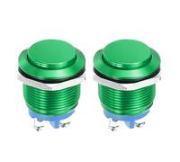 DMiotech 19mm / 3/4" Push Button Switch, IP66 1NO 0-250V 5A Momentary Push Button Starter Light Switch Self-reset, Aluminum Alloy High Head Green 2 Pcs