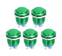 DMiotech 19mm / 3/4" Push Button Switch, IP66 1NO 0-250V 5A Momentary Push Button Starter Light Switch Self-reset, Aluminum Alloy High Head Green 5 Pcs