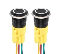 DMiotech 2 Pack 19mm / 3/4" Aluminium Alloy Latching Push Button Switch 12V 24VDC with White LED Ring Head 1NO1NC Socket Plug with Wire for Car Boat Systems Custom Setups
