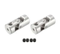 DMiotech 2 Pack 2mm to 2.3mm Inner Dia Rotatable Universal Steering Shaft U Joint Coupler L18 x D8 Coupler Connector W Screw for 3D Printer Silver Tone