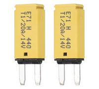DMiotech 2 Pack Automatic Narrow Mini Reset Fuse, 14V DC 20A ATC/ATO Auto Circuit Breaker Reset Fuses Low Profile Blade Fuses for Car Truck SUV Marine Boat Motorcycle, Yellow