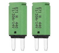 DMiotech 2 Pack Automatic Narrow Mini Reset Fuse, 14V DC 30A ATC/ATO Auto Circuit Breaker Reset Fuses Low Profile Blade Fuses for Car Truck SUV Marine Boat Motorcycle, Green