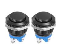 DMiotech 2 Pcs 19mm / 3/4" Push Button Switch, IP66 1NO 0-250V 5A Momentary Latching Push Button Starter Light Switch Self-reset, Aluminum Alloy High Head Black