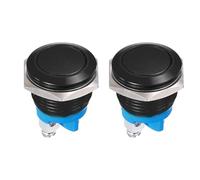 DMiotech 2 Pcs 19mm / 3/4" Push Button Switch, IP66 1NO 0-250V 5A Momentary Latching Push Button Starter Light Switch Self-reset, Aluminum Alloy Flat Head Black
