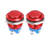 DMiotech 2 Pcs 19mm / 3/4" Push Button Switch, IP66 1NO 0-250V 5A Momentary Latching Push Button Starter Light Switch Self-reset, Aluminum Alloy High Head Red