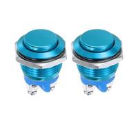 DMiotech 2 Pcs 22mm / 7/8" Push Button Switch, IP66 1NO 0-250V 5A Momentary Latching Push Button Starter Light Switch Self-reset, Aluminum Alloy High Head Blue