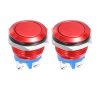 DMiotech 2 Pcs 22mm / 7/8" Push Button Switch, IP66 1NO 0-250V 5A Momentary Latching Push Button Starter Light Switch Self-reset, Aluminum Alloy Flat Head Red