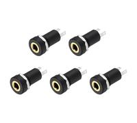 DMiotech 2 Pins Vertical Female 3.5mm Mono TS Jacks Plug Socket Black 5Pcs | PJ-392A-2P Audio Female Jacks Plug Socket Connector Tin-Plated Copper Terminals with Nut for Audio Headphone Radio