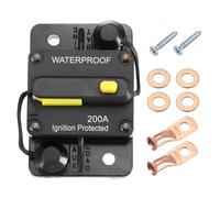 DMiotech 200A Circuit Breaker, 12-48V DC Automotive Inline Fuse Holders Inverter with Manual Reset Button Wire Lugs Washer Screws for Car Marine Boat Audio System Overload Protection