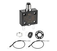 DMiotech 20A Thermal Circuit Breaker 125/250V AC 50V DC 2.3x1.4x0.6" Manual Reset Overload Protector with Quick Connect Terminal and Waterproof Cap for Overload Protection