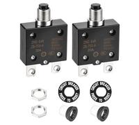 DMiotech 20A Thermal Circuit Breaker 125/250V AC 50V DC 50/60Hz 2.3x1.4x0.6" Push Button Manual Reset Overload Protector with Waterproof Button Cap for Overload Protection Application,2Pcs