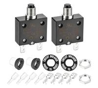 DMiotech 25A Thermal Circuit Breaker 125/250V AC 50V DC 2.3x1.4x0.6" Manual Reset Overload Protector with Quick Connect Terminal and Waterproof Cap for Overload Protection,2Pcs