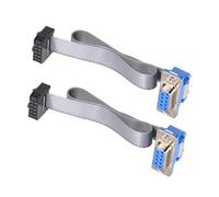 DMiotech 2Pack 10Pin 0.2m Long 2.54mm IDC Wire Flat Ribbon Cable DB9 Female to FC-10 Connector with Grey Color