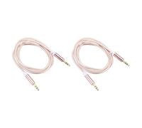 DMiotech 2Pcs 3.5mm 1/8" Male TRS to 6.35mm 1/4" Male TRS Audio Cable 3 Pole Aluminum Alloy Housing Braided Aux Cable for Phone Car Speaker 3.3Ft/1M Pink