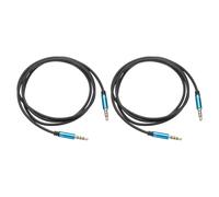 DMiotech 2Pcs 3.5mm 1/8" Male TRS to 6.35mm 1/4" Male TRS Audio Cable 4 Pole Aluminum Alloy Housing Braided Aux Cable for Phone Car Speaker 3.3Ft/1M Blue