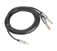 DMiotech 3.5mm 1/8" Male TRS to 2 x 2 x 6.35mm 1/4" Male TRS Audio Cable Aluminum Alloy Housing Nylon Braided Aux Cable for Phone Car Speaker 2M/6.6Ft Silver Gray