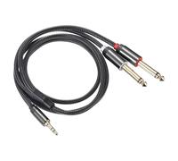 DMiotech 3.5mm 1/8" Male TRS to 2 x 2 x 6.35mm 1/4" Male TRS Audio Cable Aluminum Alloy Housing Nylon Braided Aux Cable for Phone Car Speaker 1M/3.3Ft Black