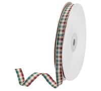 DMiotech 3/8 Inch 50 Yards Gingham Ribbon, Checkered Ribbon Plaid Ribbon for Gift Wrapping Decoration Art Craft DIY, Red Green and Beige