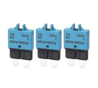DMiotech 3 Pack 28V DC 15A Blue ATC/ATO Manual Mini Resettable Fuse for Automotive Circuit Breaker Reset Fuses Low Profile Blade Fuses for Car Truck SUV Marine Boat Motorcycle