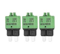 DMiotech 3 Pack Manual Mini Reset Fuse, 32V DC 30A ATC/ATO Auto Circuit Breaker Reset Fuses Low Profile Blade Fuses for Car Truck SUV Marine Boat Motorcycle, Green