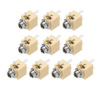 DMiotech 3 Pins Vertical Female 3.5mm Mono TS Jacks Plug Socket Beige 10Pcs | PJ-301M Audio Female Jacks Plug Socket Connector Tin-Plated Copper Terminals with Hex Nut for Audio Headphone Radio