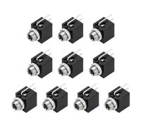DMiotech 3 Pins Vertical Female 3.5mm Mono TS Jacks Plug Socket Black 10Pcs