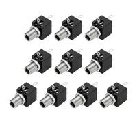 DMiotech 3 Pins Vertical Female 3.5mm Mono TS Jacks Plug Socket Black 10Pcs | PJ-301M Audio Female Jacks Plug Socket Connector Tin-Plated Copper Terminal with Hex Nut Extended Shaft for Audio Headphone