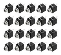 DMiotech 3 Pins Vertical Female 3.5mm Mono TS Jacks Plug Socket Black 20Pcs