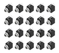 DMiotech 3 Pins Vertical Female 3.5mm Mono TS Jacks Plug Socket Black 20Pcs | PJ-301F Audio Female Jacks Plug Socket Connector Tin-Plated Copper Terminals with Hex Nut for Audio Headphone Radio